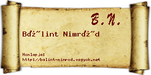 Bálint Nimród névjegykártya